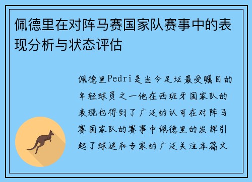 佩德里在对阵马赛国家队赛事中的表现分析与状态评估